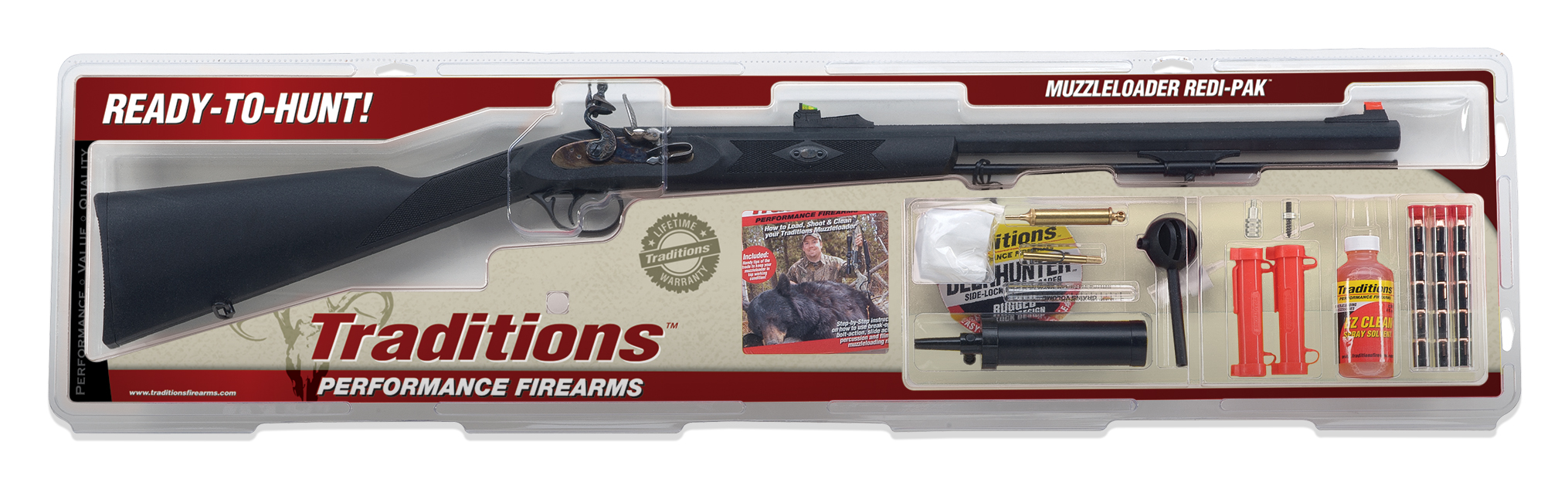 Traditions Deerhunter .50cal Flintlock Black/Blued Redi-Pak