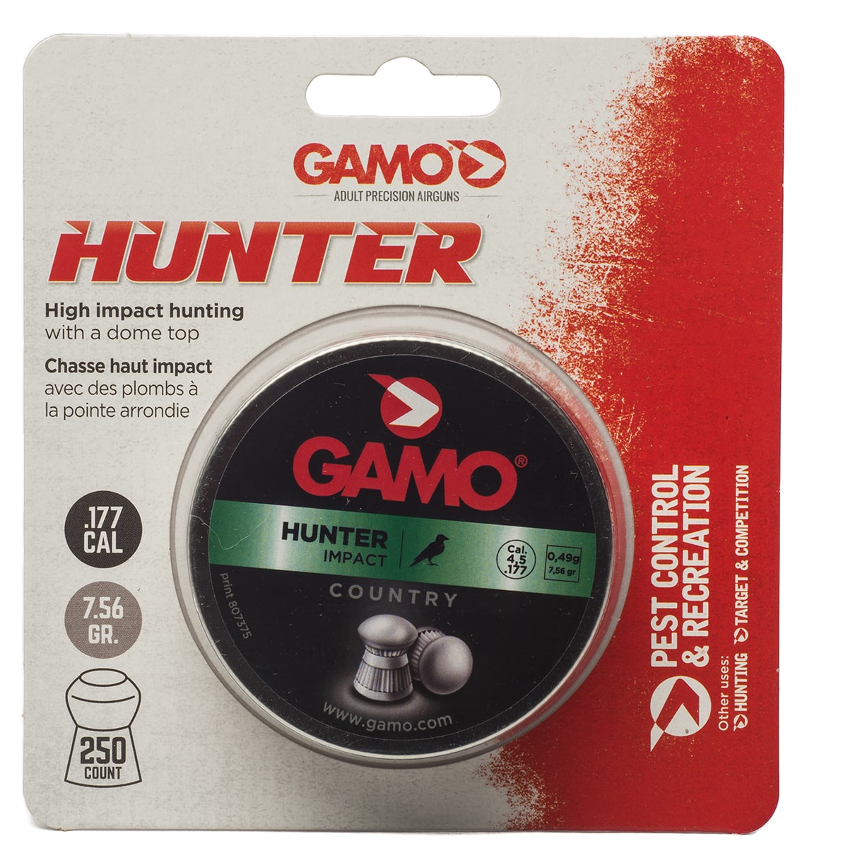 GAMO Hunter Round Nose .177 Pellets, 250ct