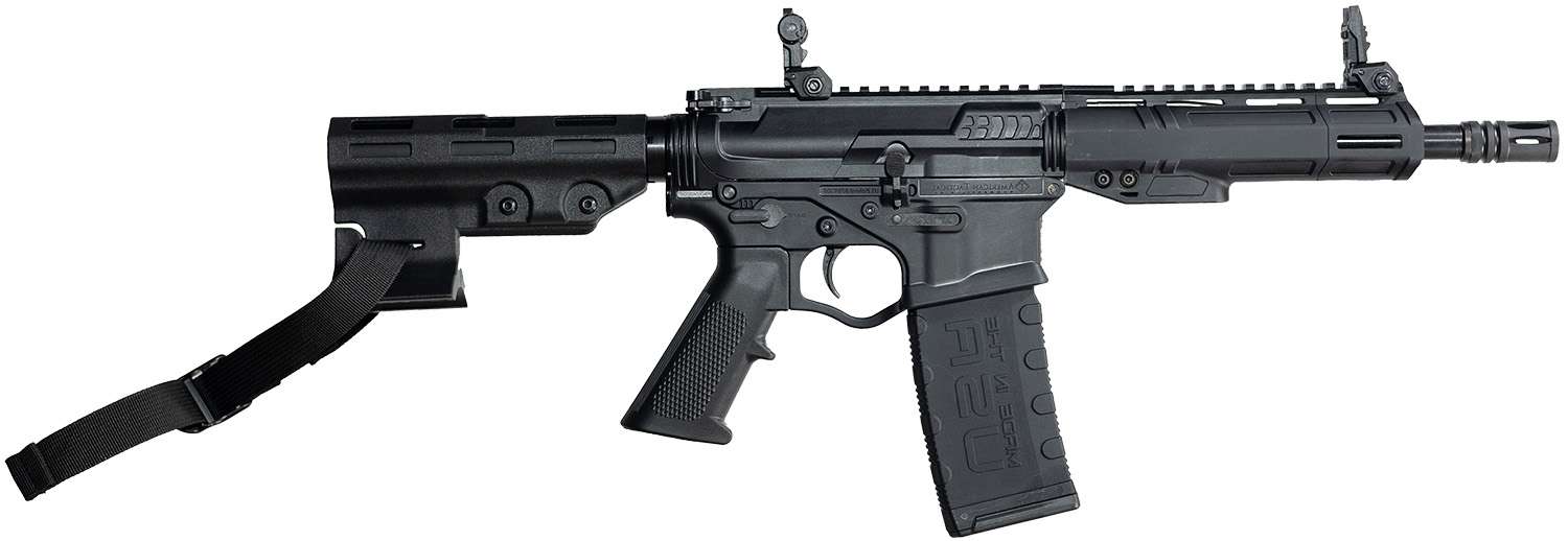 ATI Alpha Maxx Semi-Auto AR-15 Pistol 5.56 Nato/.223 Rem, 7.5" Bbl, M-LOK Handguard, 30Rd Magazine, Flip-Up Sights, Brace, Black - ATIGAX5567MLTB