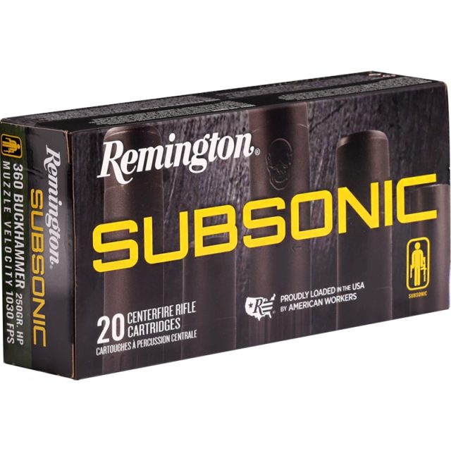 Remington Subsonic 360 Buckhammer 250 Grain Bonded Hollow Point
