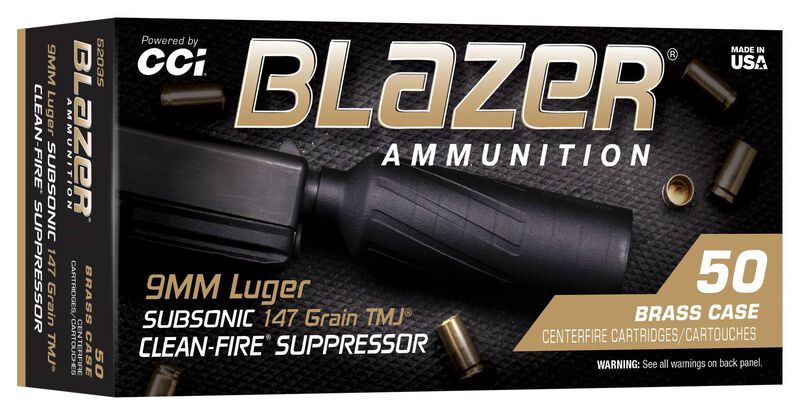 Blazer Brass Clean-Fire Suppressor, 9mm Luger, 147 Grain, Total Metal Jacket Flat Nose