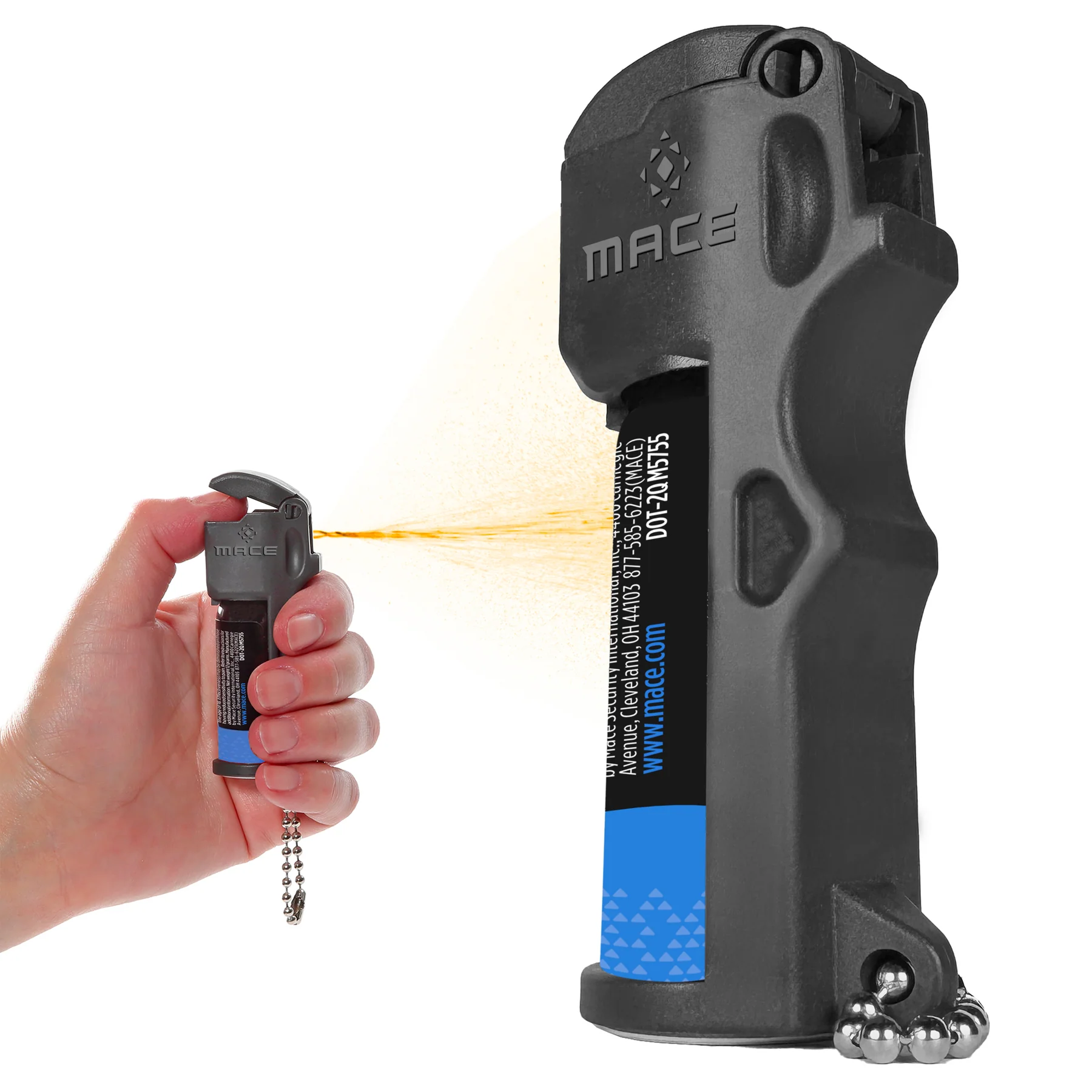 Mace Triple Action Spray - OC Pepper, Tear Gas & UV Dye Pocket Model, Black